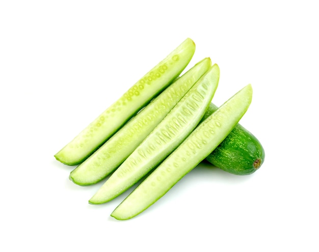 sliced cucumber isolated on white background