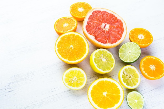 Sliced fresh citrus fruit for making infused water.