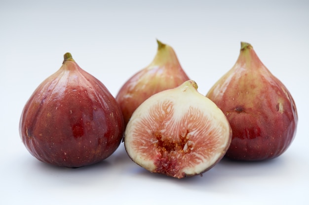 sliced fresh figs on white Background