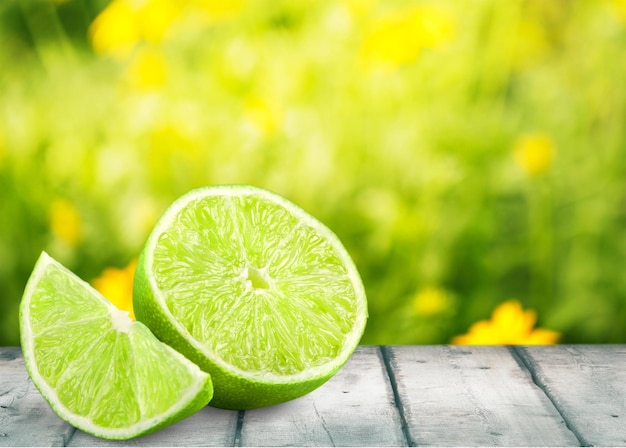 Sliced Fresh lime fruits isolated on background