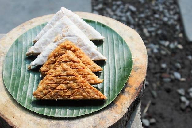 sliced fried tempeh a fermented soybeans