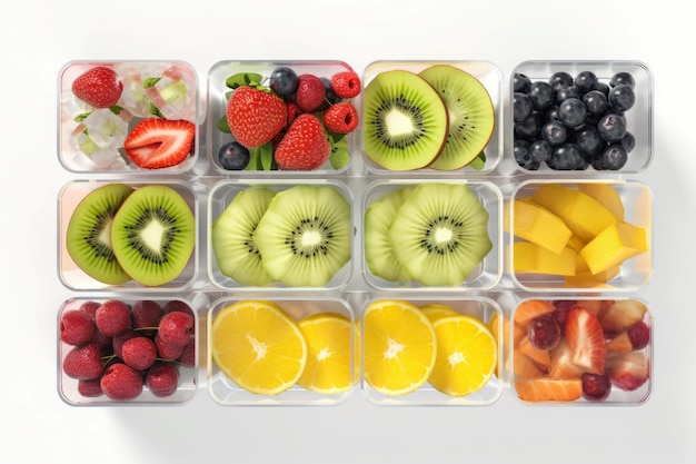 Sliced fruit containers Color healthy fruit Generate Ai