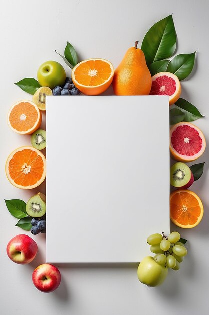 Foto mockup di parete di frutta tagliata posizionare il tuo disegno su tela bianca