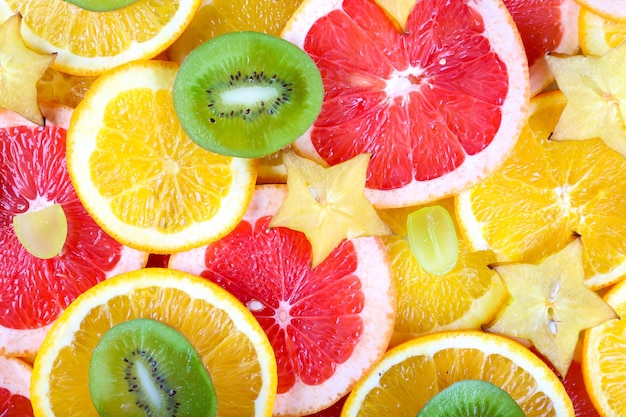 Sliced fruits background