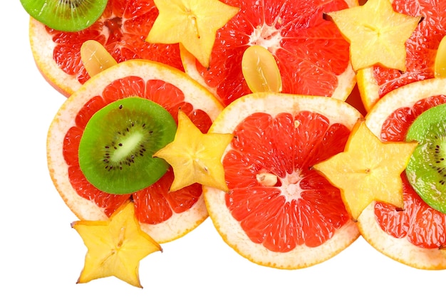 Sliced fruits closeup