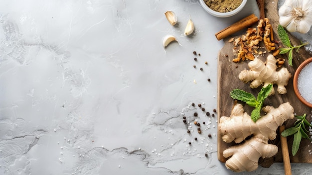 Sliced Ginger on Wooden Cutting Board