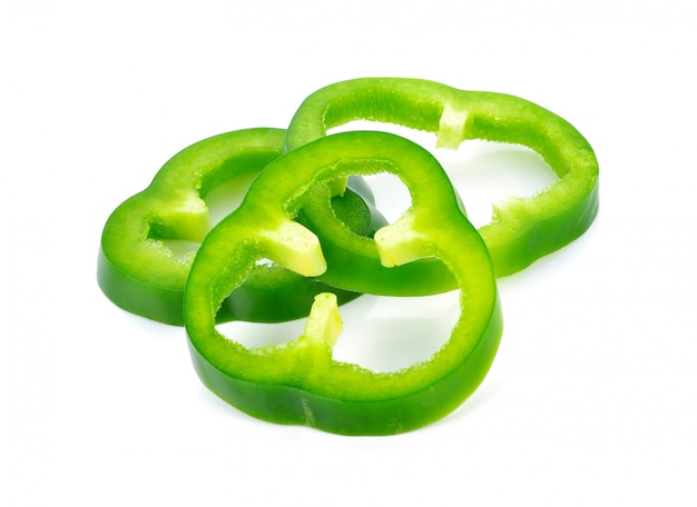 Sliced green pepper isolated on white