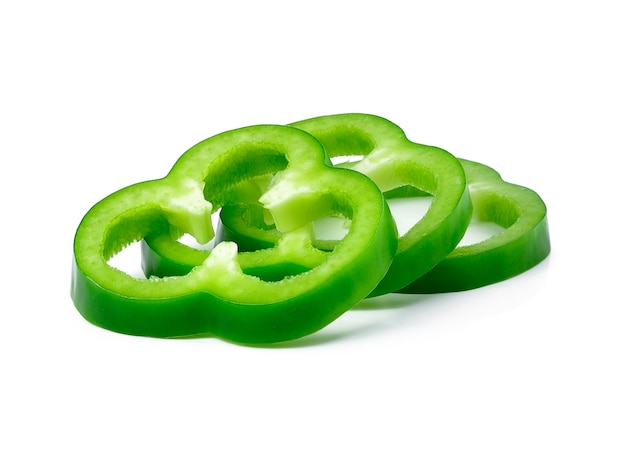 Sliced green pepper isolated on white