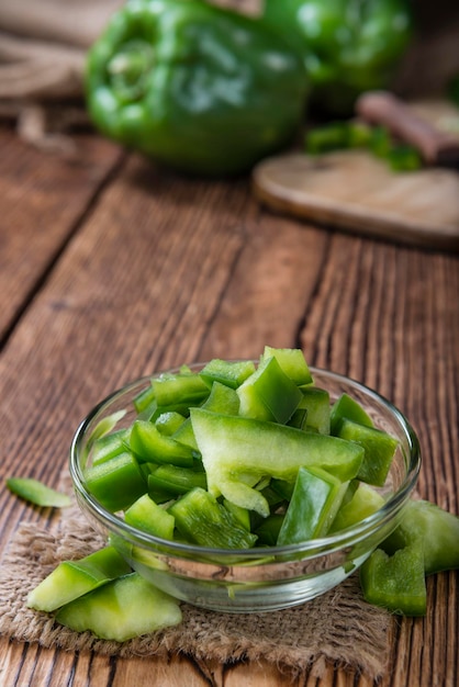 Sliced green Peppers