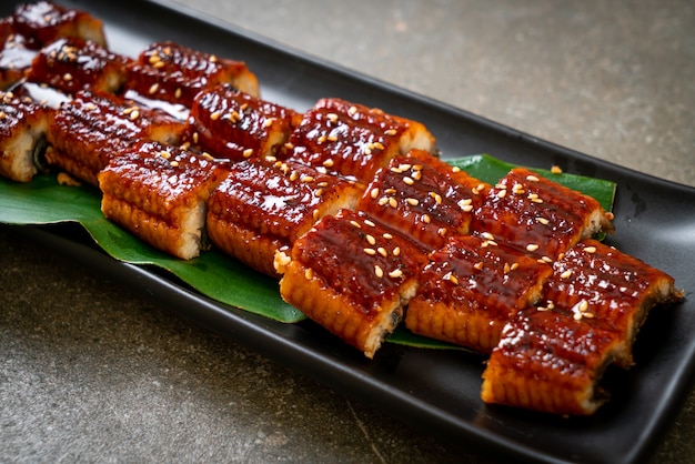 sliced grilled eel or grilled unagi with sauce   (Kabayaki) - .Japanese food style