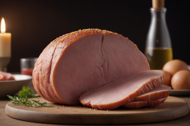 Photo sliced ham close up picture