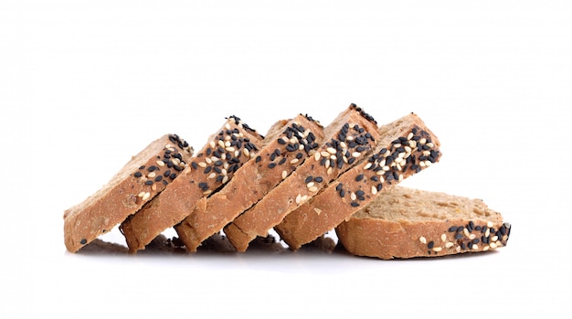 Sliced homemade brown bread isolated 