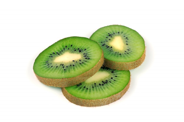 Sliced kiwi fruit isolated closeup