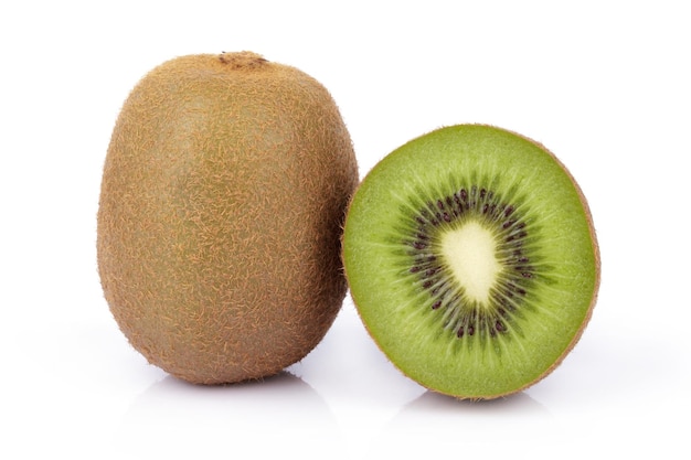 Sliced kiwi fruit isolated on white background