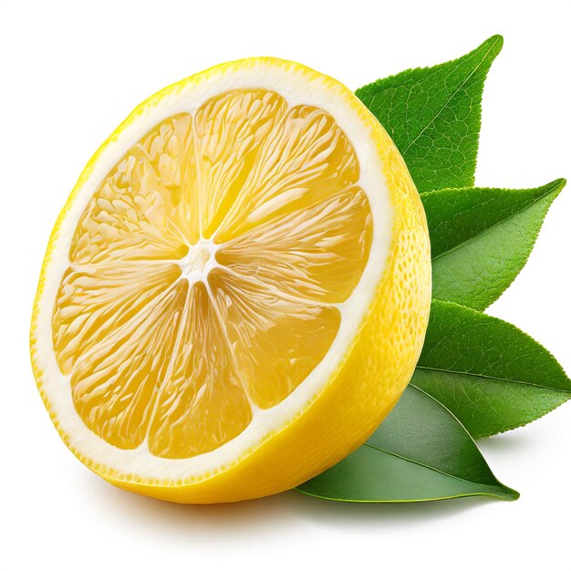 Sliced lemon lemon slice Organic fresh lemon isolated on white