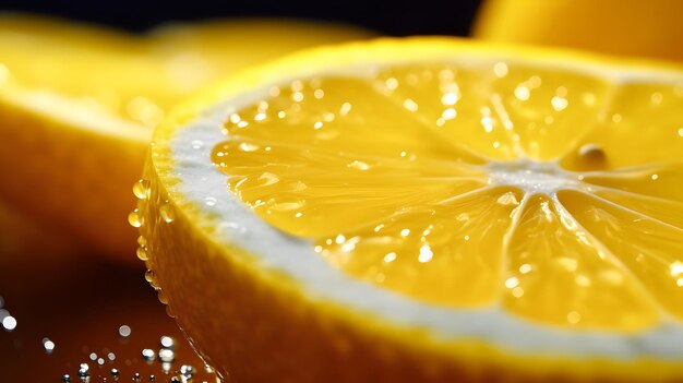 A sliced lemon on a table closeup shot