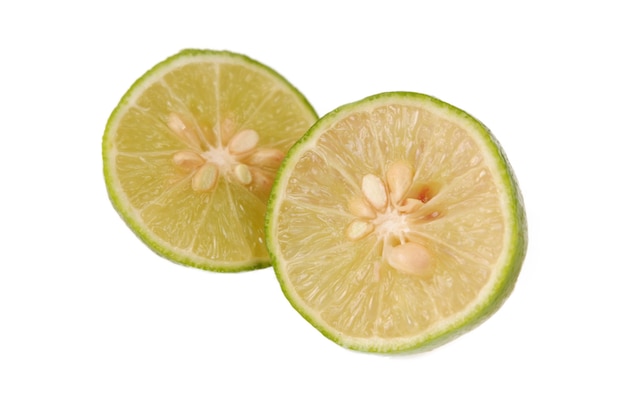 Sliced lime isolated on white background