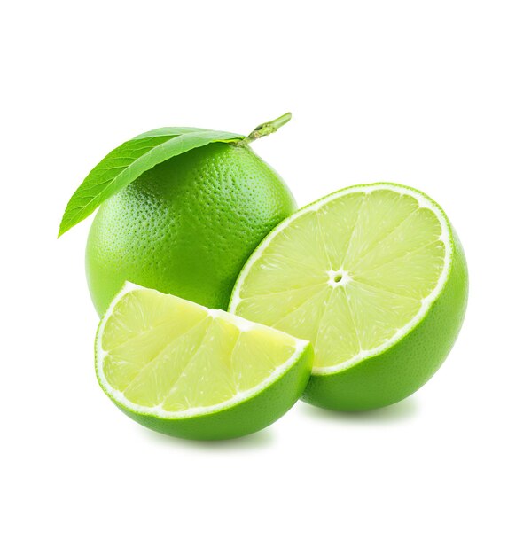 Sliced lime on white background Generative AI