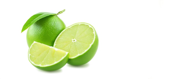 Sliced lime on white background Generative AI