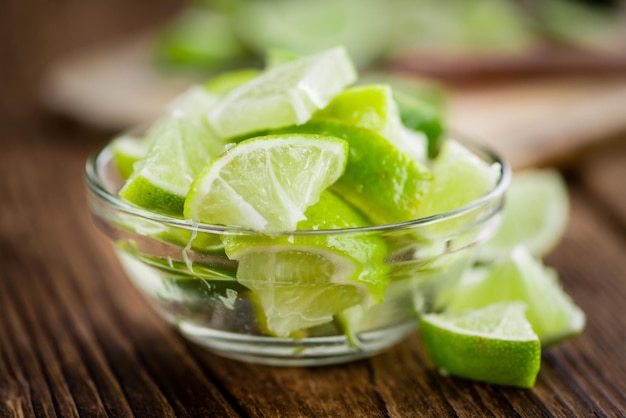 Sliced Limes selective focus closeup shot