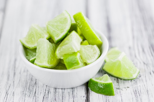 Sliced Limes selective focus closeup shot