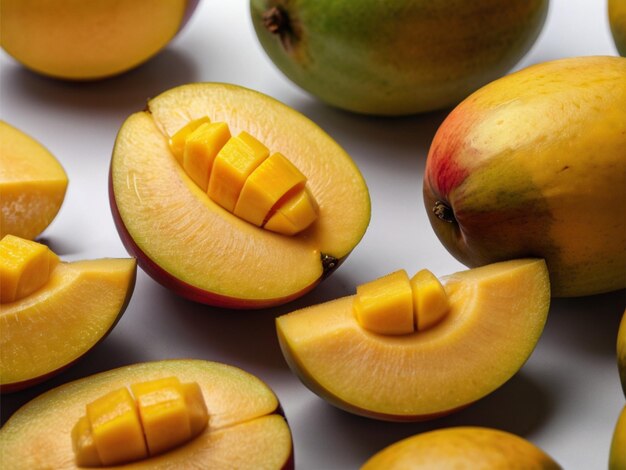 Sliced mango isolated on white background