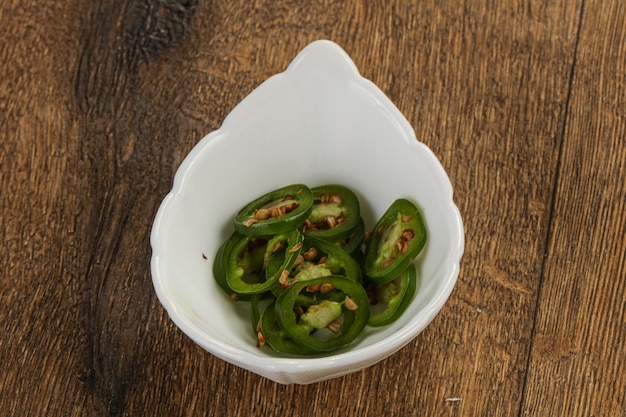 Sliced Mexican hot spicy pepper Jalapeno