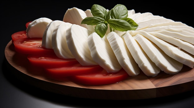 Photo sliced mozzarella isolated on white background