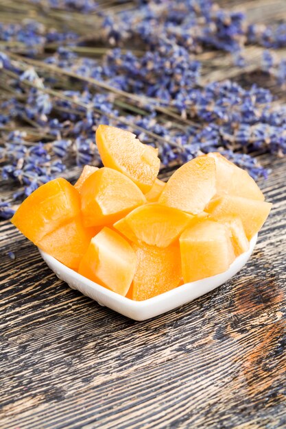 Sliced orange apricots