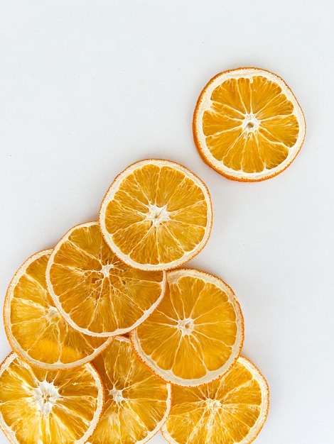 Sliced orange background vertical top view Nobody