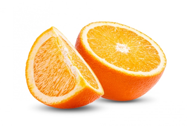 Sliced orange on the white wall