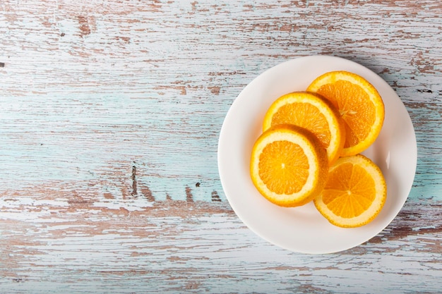 Sliced oranges on the table