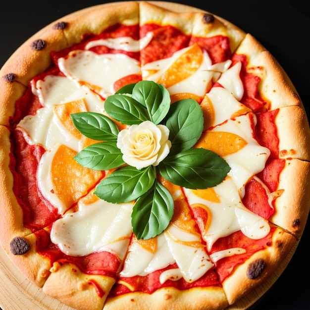 Нарезанная пицца с моцареллой, сыром, салами, помидорами, перцем.