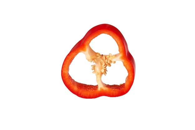 Sliced peppers on the white background.