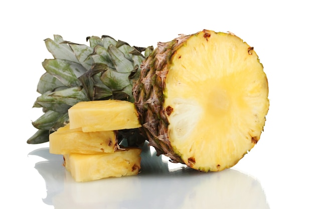 Sliced pineapple isolated on white