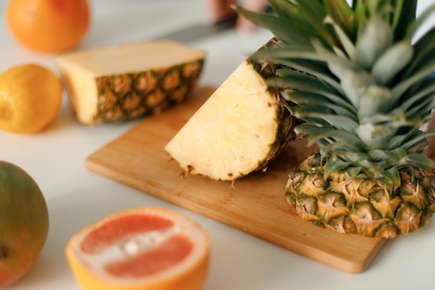 Sliced pineapple on the table