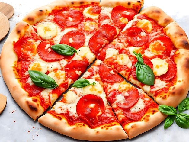 sliced pizza Italian traditional round pizza