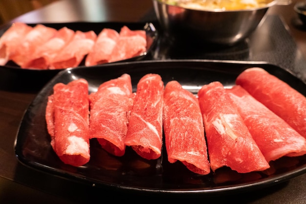 Sliced pork of hot pot