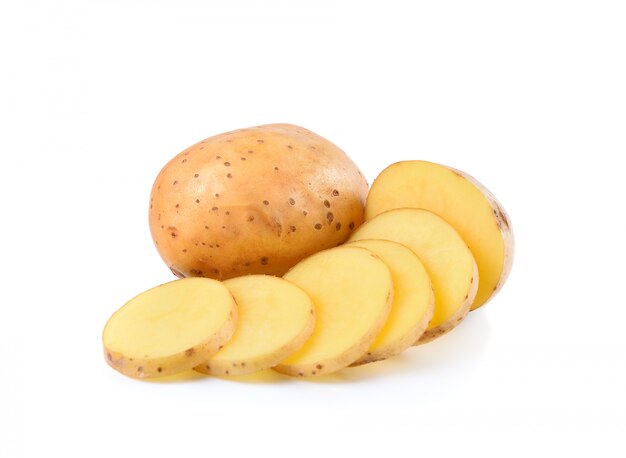 Photo sliced potatoes isolated