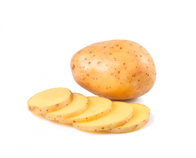 Photo sliced potatoes isolated