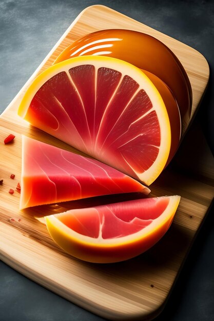 Sliced prosciutto on a wooden board