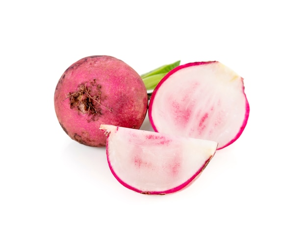 Sliced Radish isolated on white background