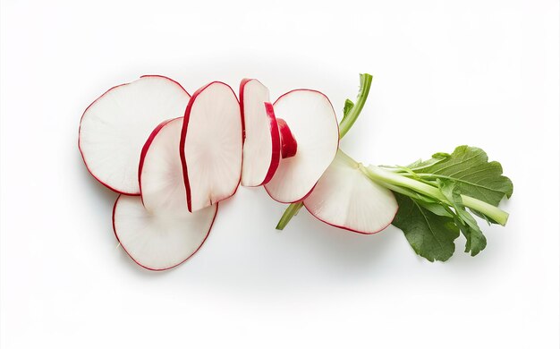 Photo sliced radish isolated on white background