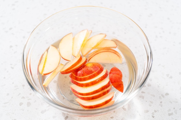 Sliced red apples