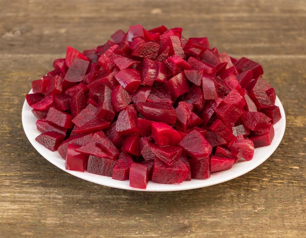 Sliced red beet boiled Beet properties and benefits concept Natural food