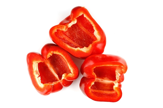 Sliced red bell pepper isolated on white