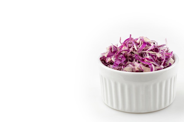 Sliced red cabbage isolated on white background