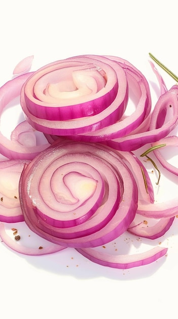 Sliced red onion presented alone against white background cooking ingredient Vertical Mobile Wallpa