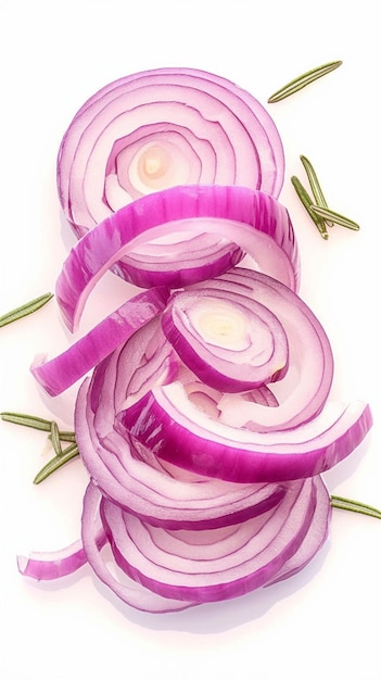 Sliced red onion presented alone against white background cooking ingredient Vertical Mobile Wallpa