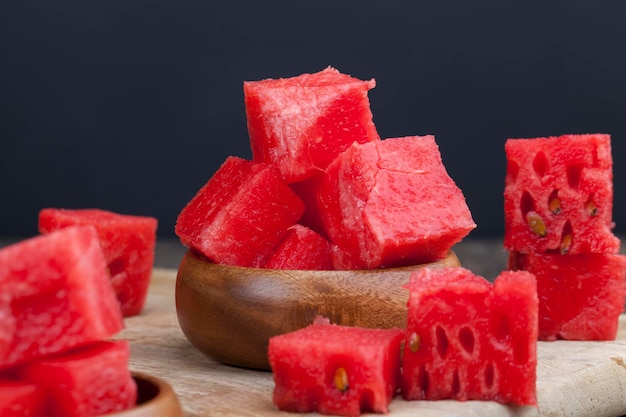 Sliced red ripe watermelon close up